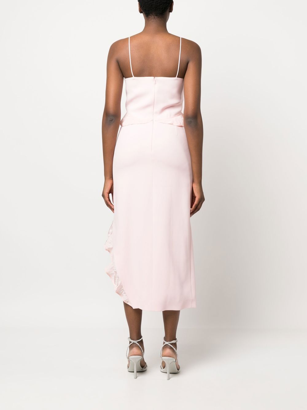 Shop David Koma Ruffle-detail Sleeveless Dress In Rosa