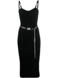 Michael Michael Kors logo-belt ribbed dress - Black