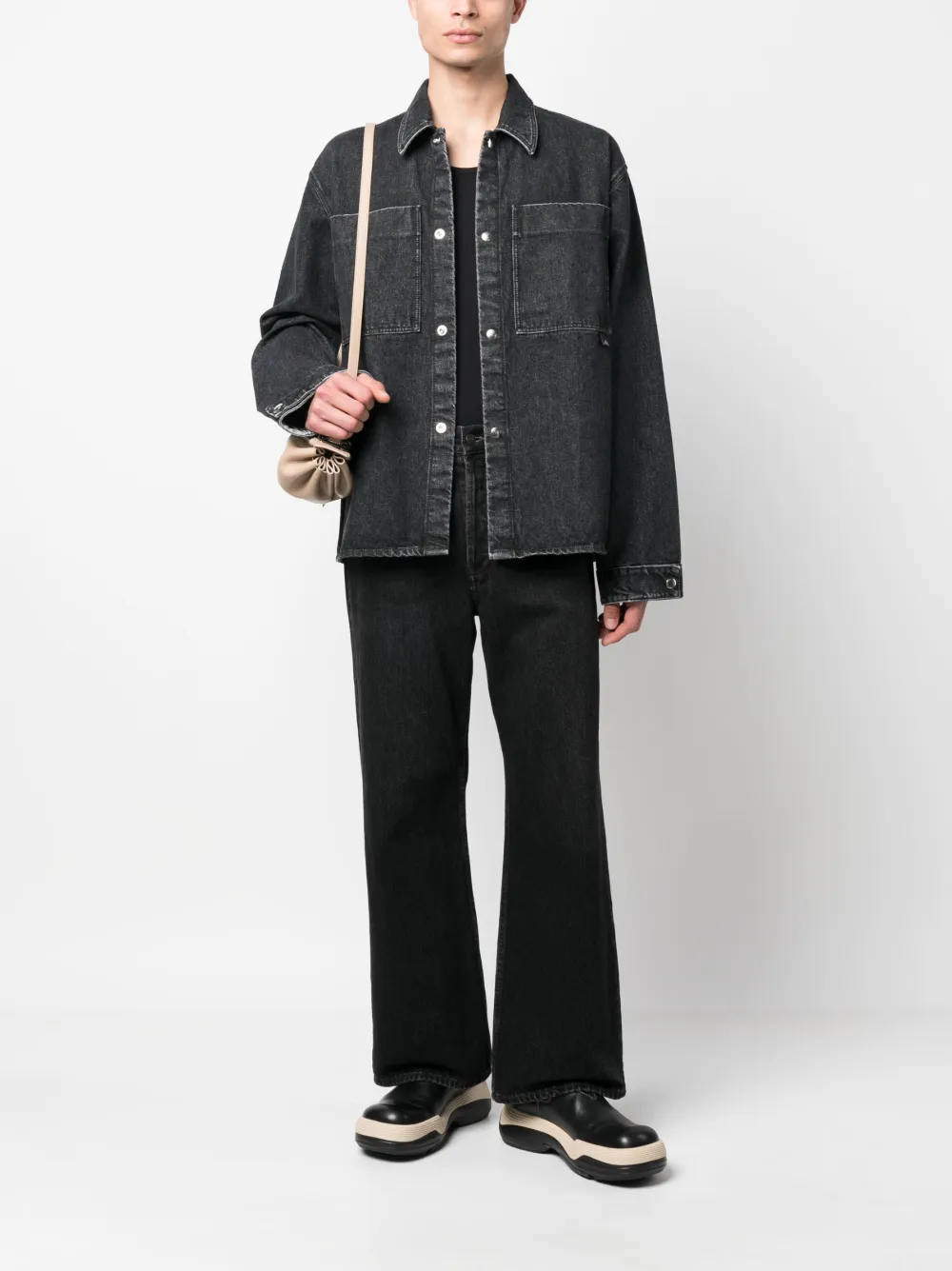 Oamc Falesia Faded Denim Shirt In Schwarz | ModeSens