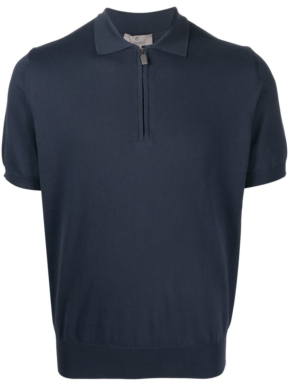 Canali Half-zip Cotton Polo Shirt In Blau