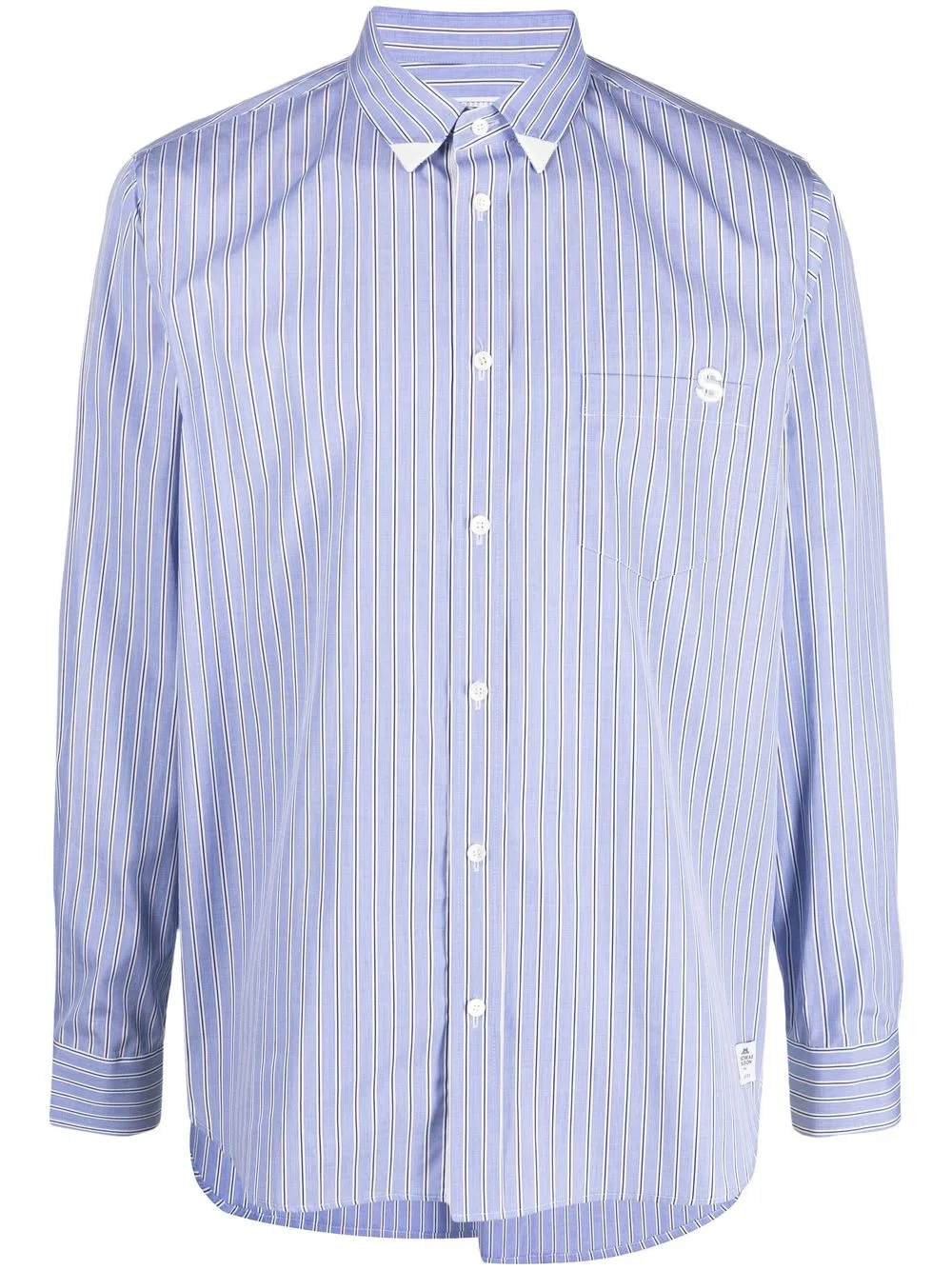 Sacai Thomas Mason Long-sleeved Poplin Shirt In Blau