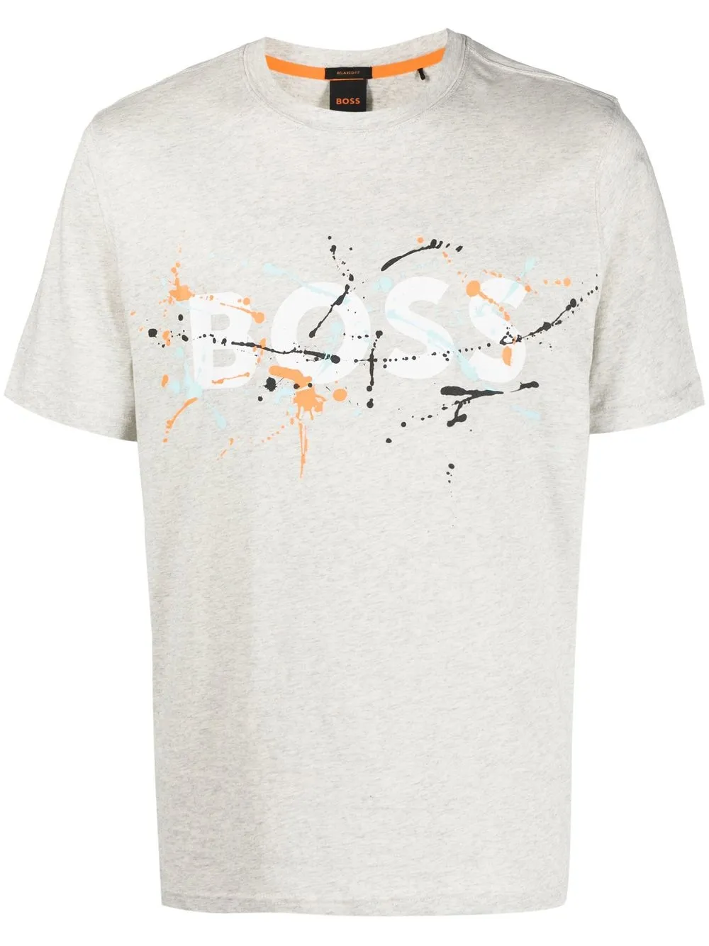 

BOSS splatter-effect logo-print T-shirt - Grey