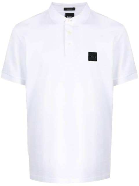 BOSS logo-patch detail cotton polo shirt