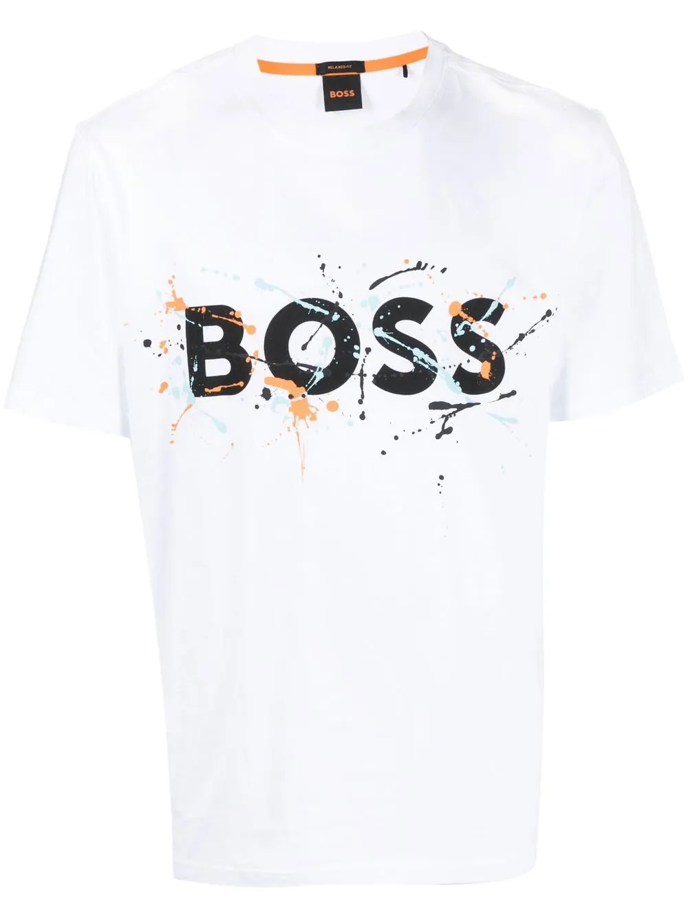 

BOSS splattered-effect logo-print T-shirt - White