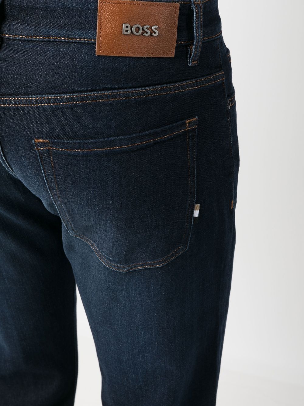 Shop Hugo Boss Washed Straight-leg Jeans In Blue