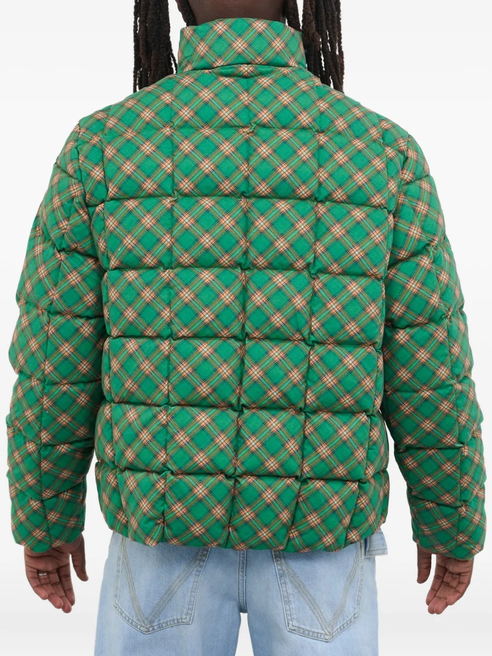 Erl Printed Quilted Puffer Jacket In Green