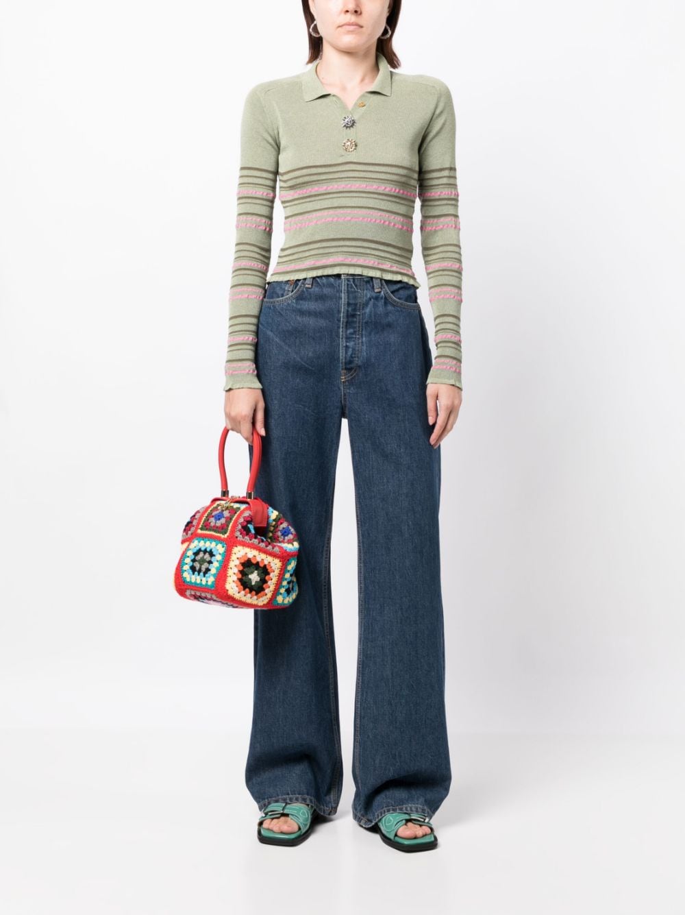 Shop La Milanesa Patchwork Tricot-knit Mini Bag In Mehrfarbig