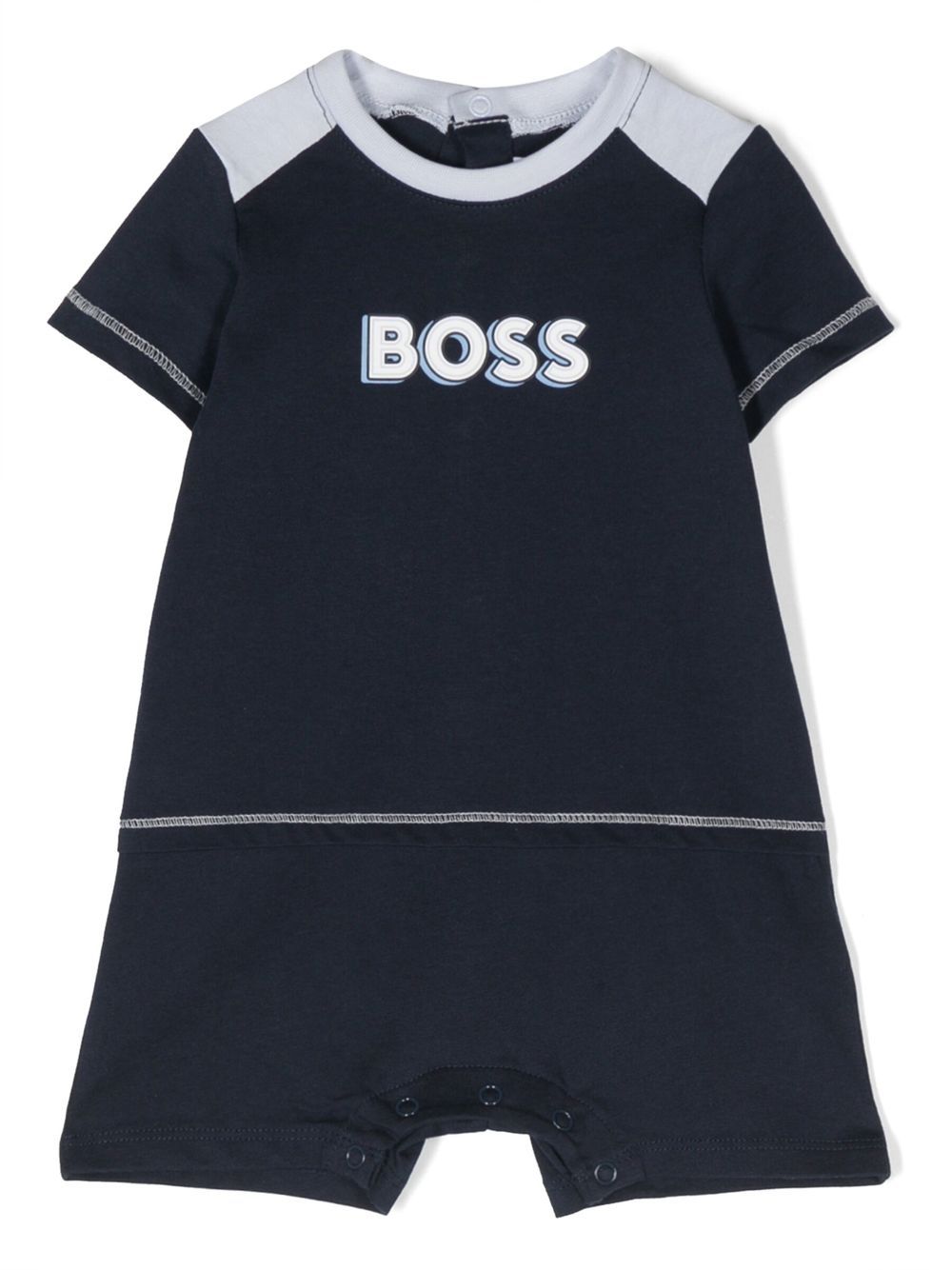 Bosswear Babies' Short-sleeved Logo-print Romper In Blue