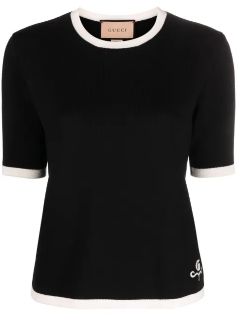 Gucci contrasting-trim wool T-shirt