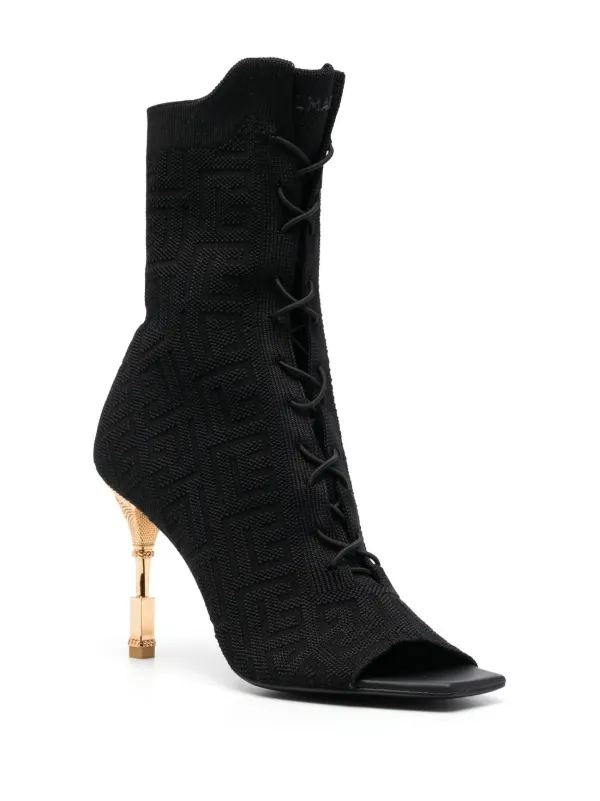 Balmain Moneta monogram knit ankle boots