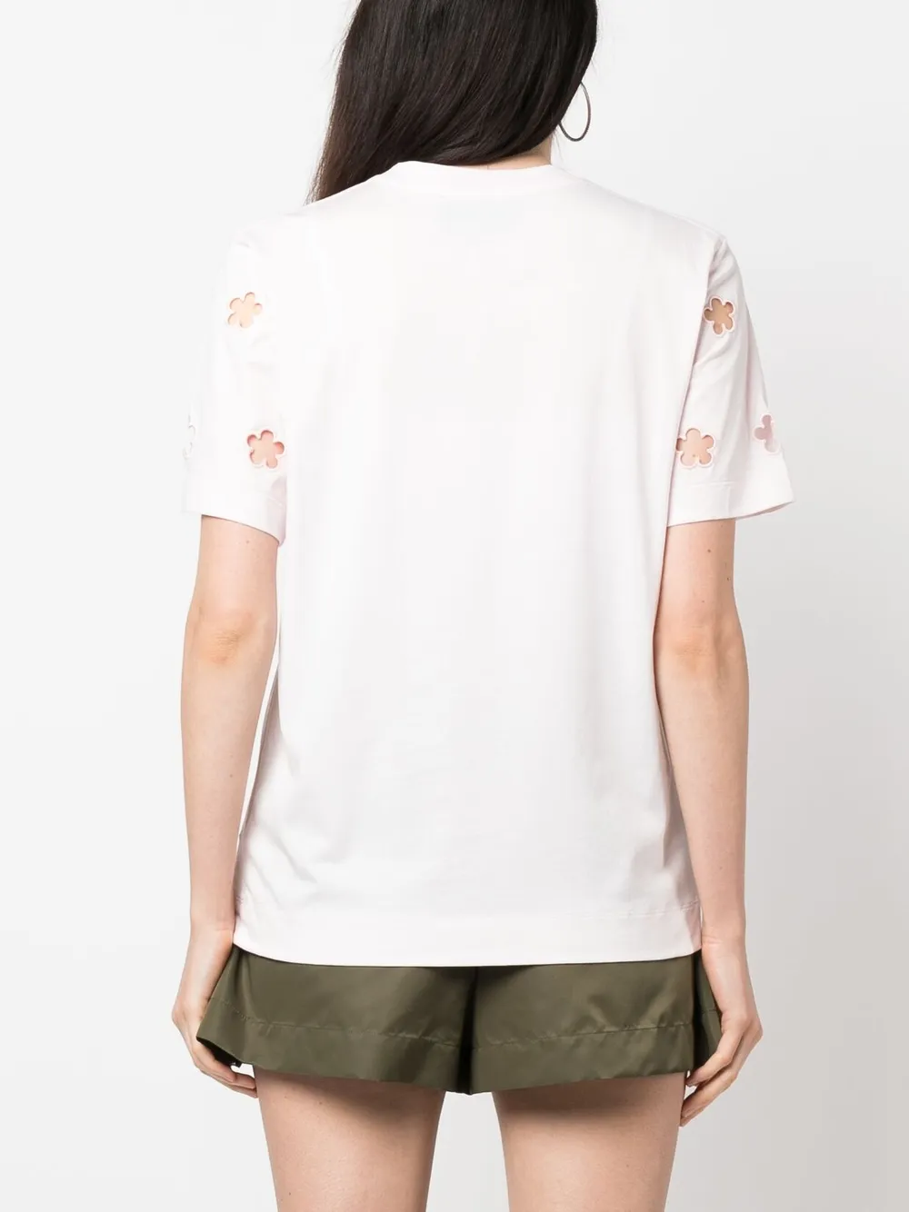 Shop Simone Rocha Floral Cut-out T-shirt In Rosa