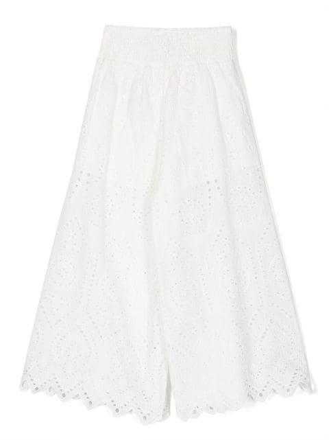 TWINSET Kids cutwork detailing flared trousers