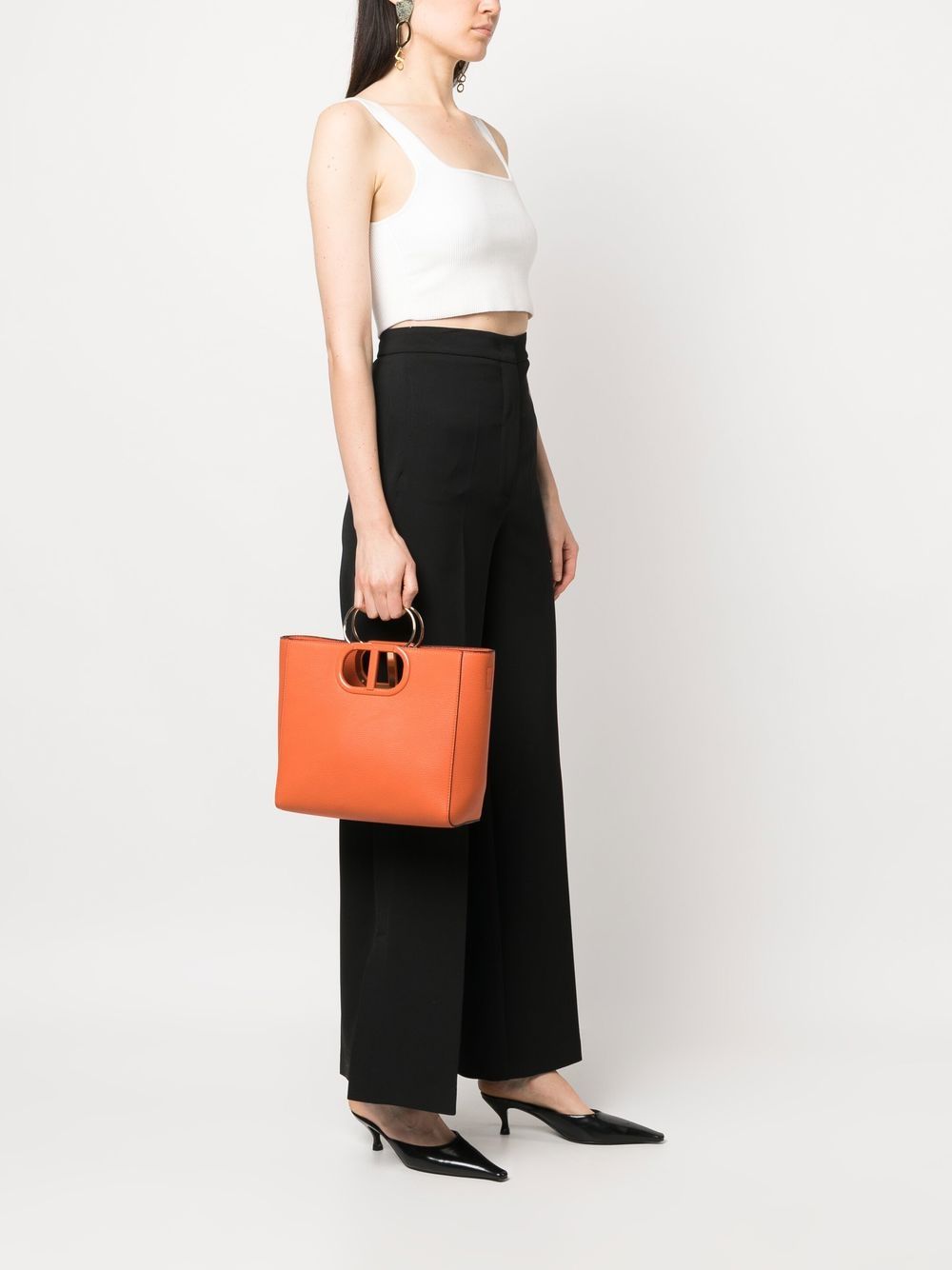 TWINSET Shopper met logoplakkaat - Oranje