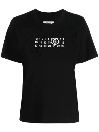 MM6 Maison Margiela★素敵！Tシャツ MM6 Maison Margiela ナンバーモチーフ Tシャツ | ブラック