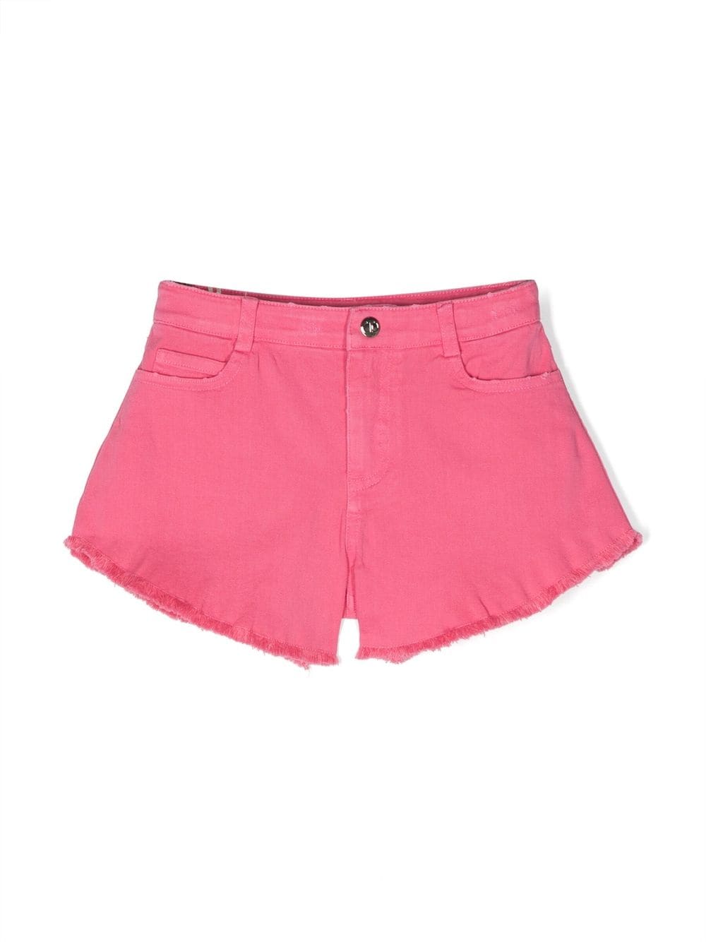 Twinset Kids' Logo-plaque Frayed Shorts In Pink