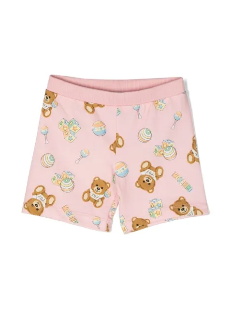 Moschino Kids all-over teddy bear print shorts