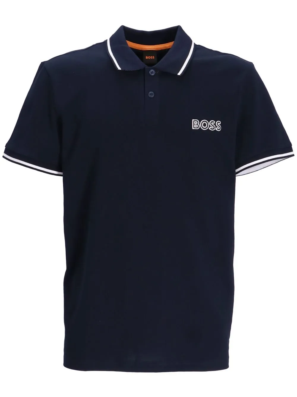 

BOSS logo-embroidered stripe-trim polo - Blue