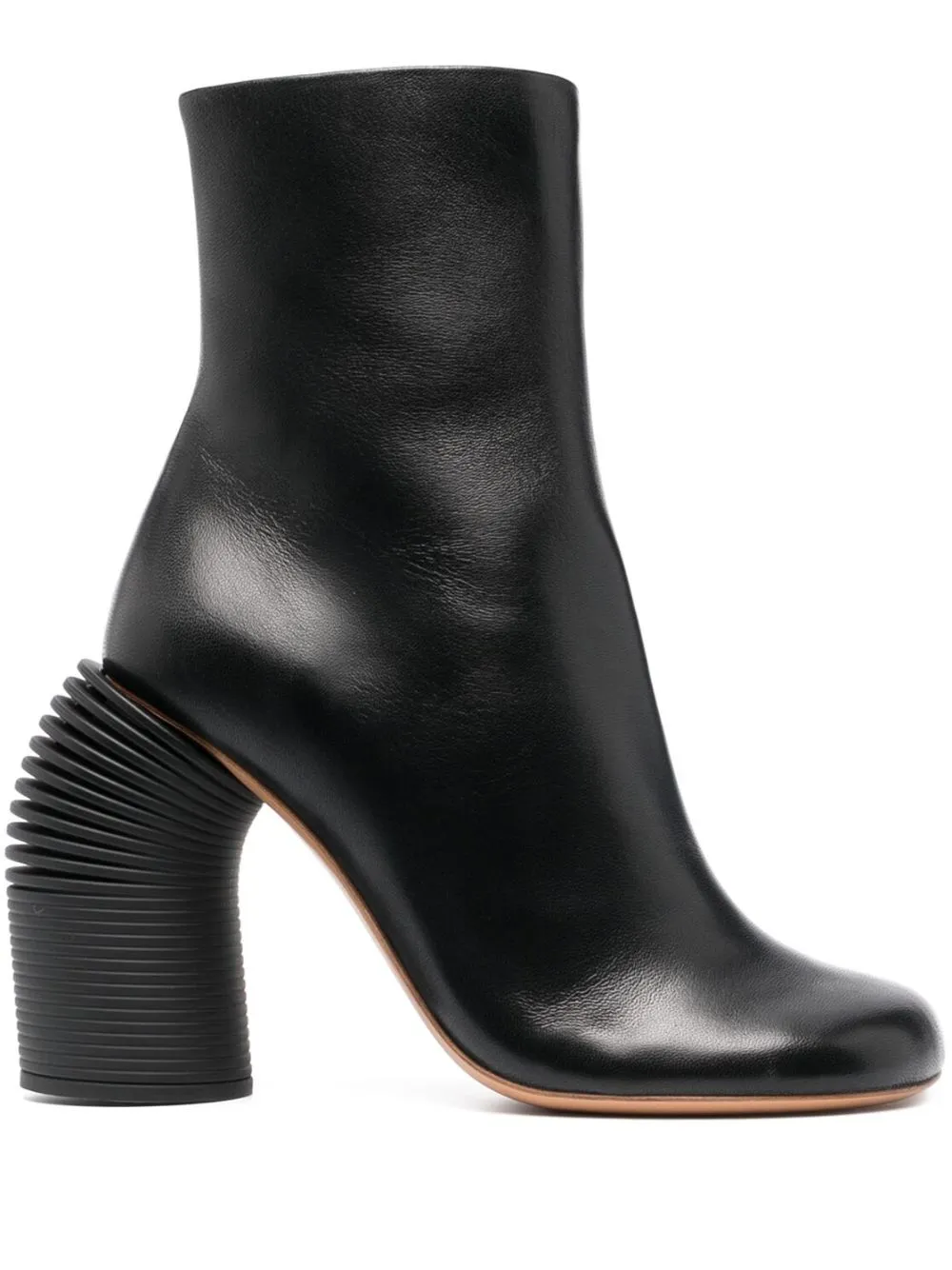Off-white Off White Black Leather Spring Ankle Boots In Black
