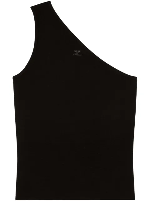 Courrèges logo-patch one-shoulder top