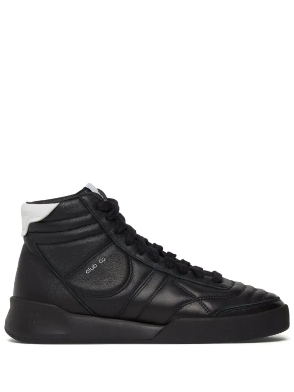 Courrèges Mid Club 02 Leather Sneakers in Black