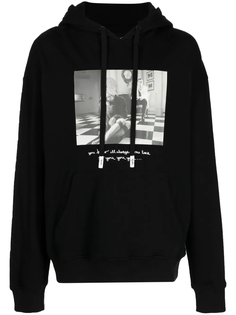 Haculla photograph-print drawstring cotton hoodie | Black | Image 1