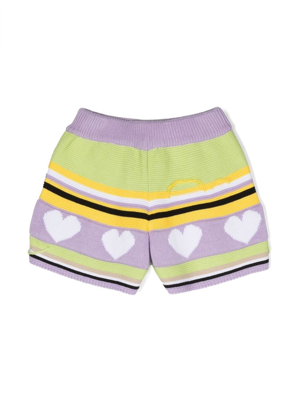 Shop Msgm Intarsia Knit Shorts In Purple
