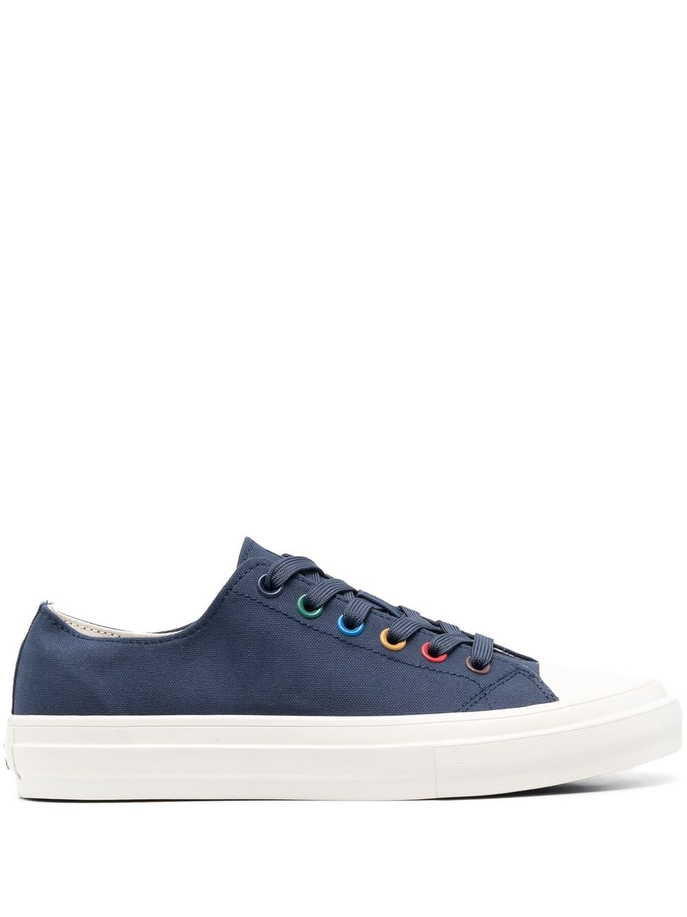 Ps By Paul Smith Painted-eyelet Low-top Canvas Sneakers In Blue