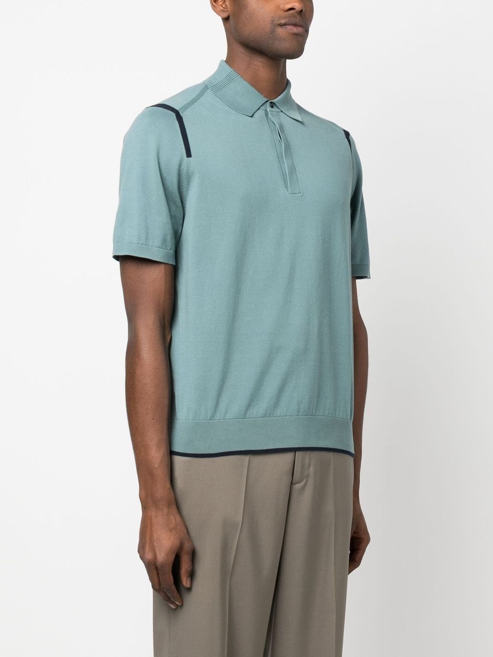 Shop Paul Smith Stripe-detail Cotton Polo Shirt In Green