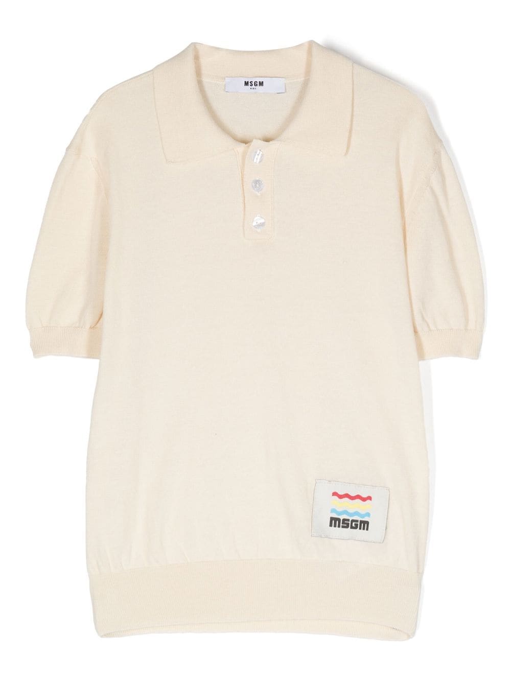 Shop Msgm Logo-patch Cotton Polo Shirt In Nude