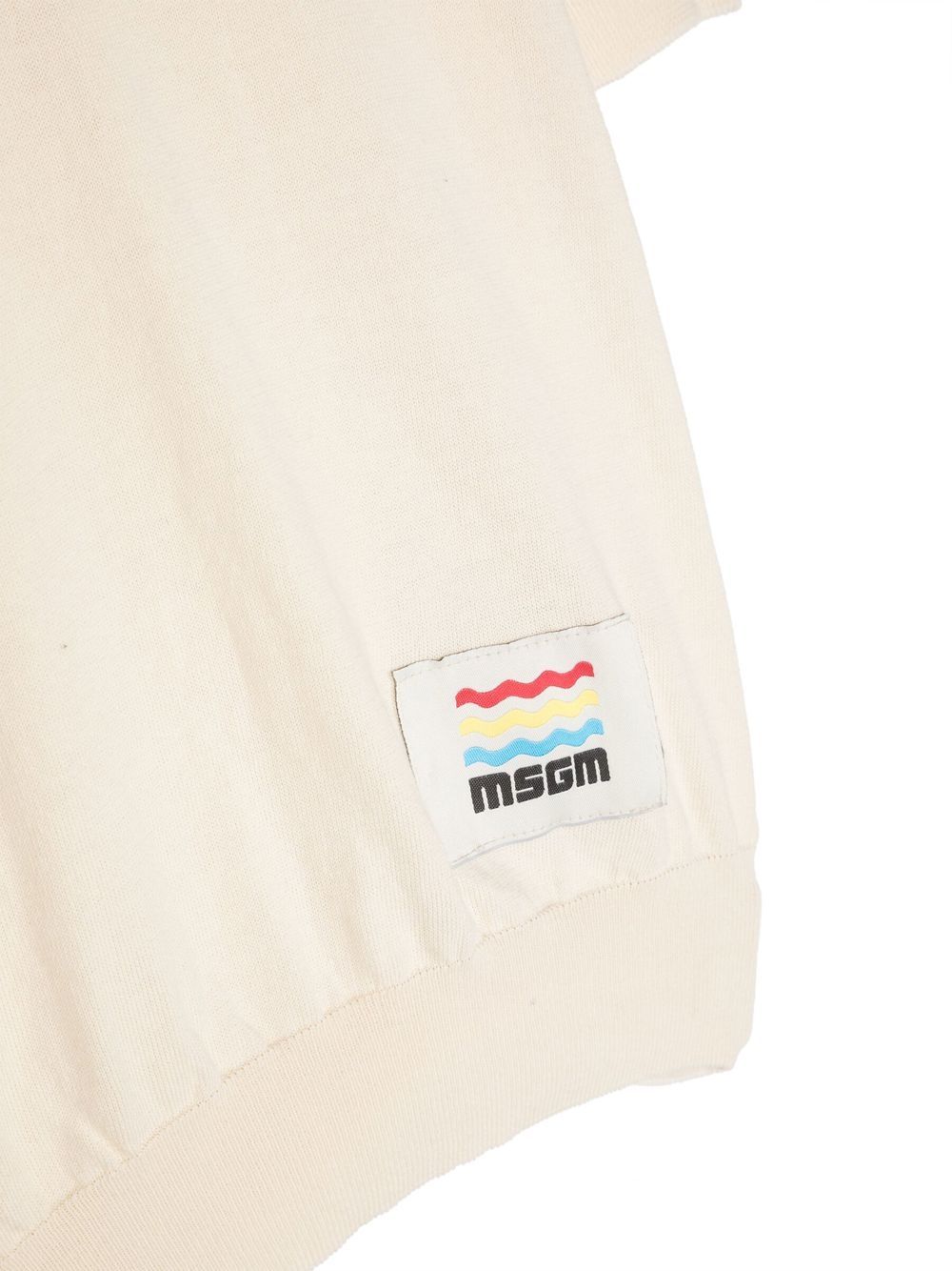 Shop Msgm Logo-patch Cotton Polo Shirt In Nude