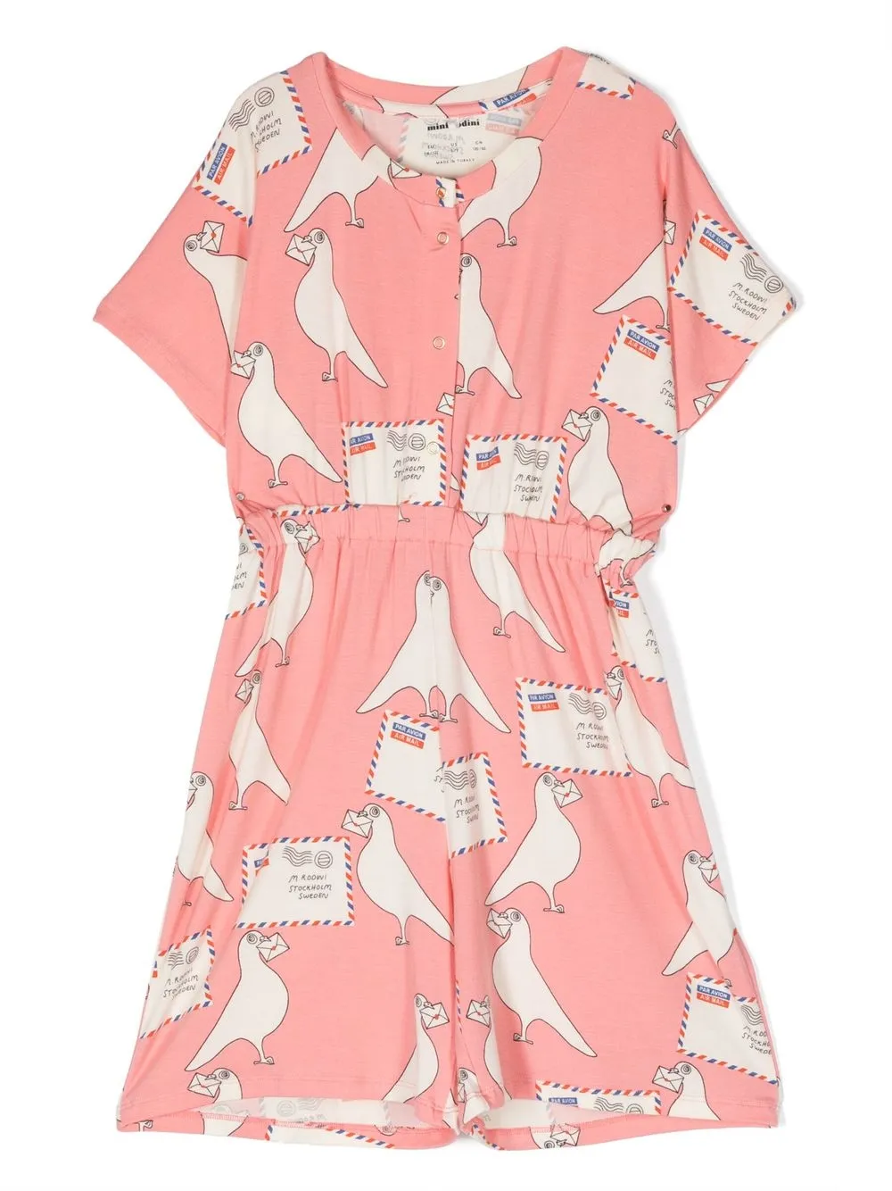 

Mini Rodini all-over pigeon-print playsuit - Pink