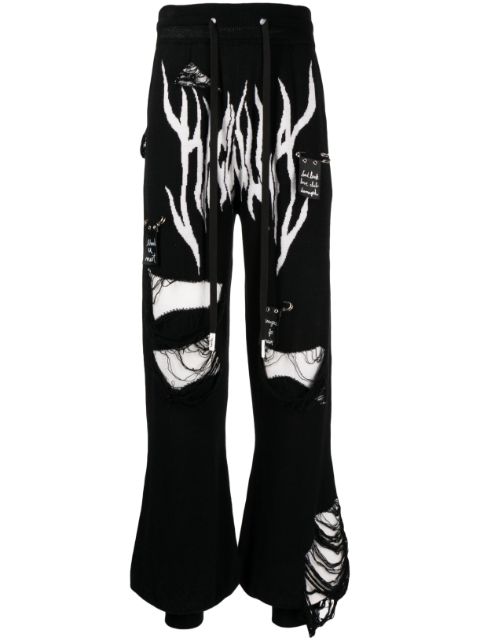 Haculla intarsia-knit distressed track pants