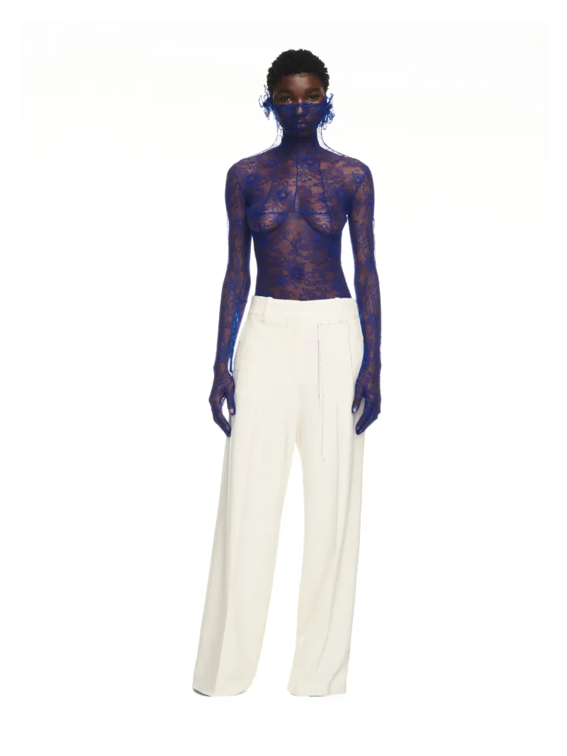 WO BLEND STITCHING OVER PANT WHITE A WHI