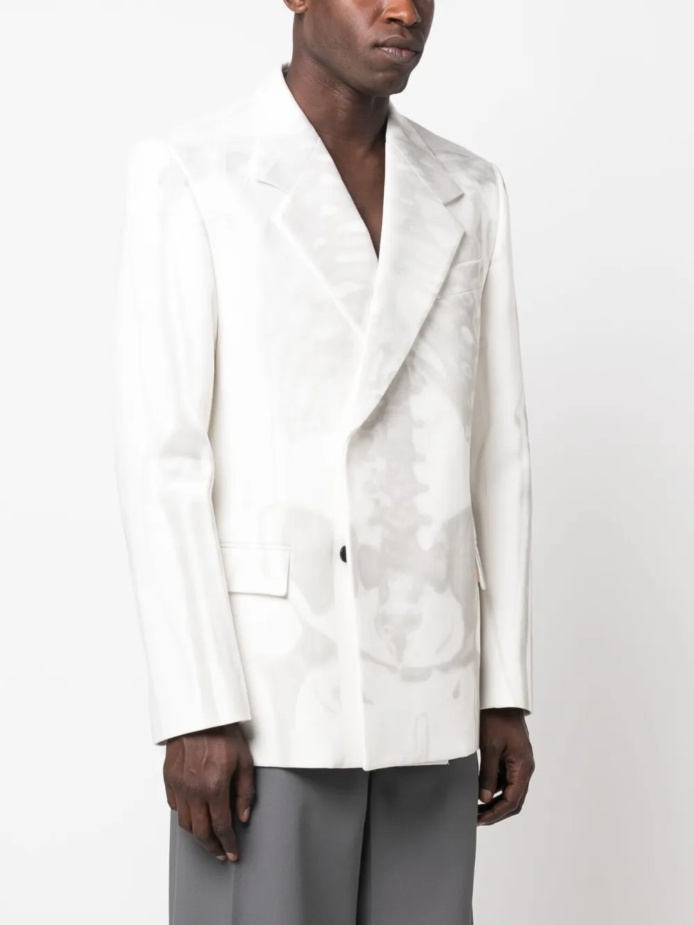 Shop Off-white X-ray-print Double-breasted Blazer In White