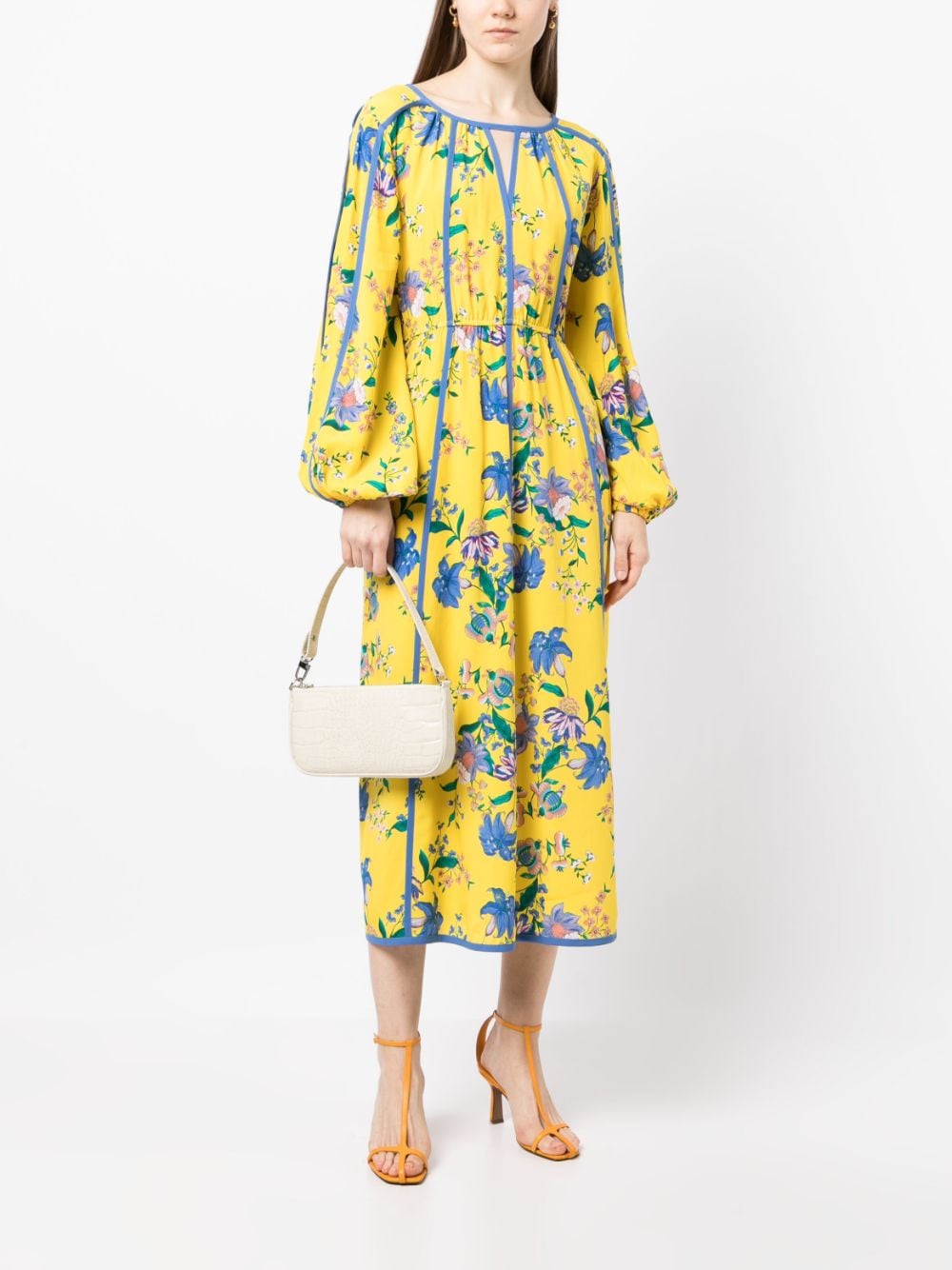 DVF Diane von Furstenberg Midi-jurk met bloemenprint - Geel