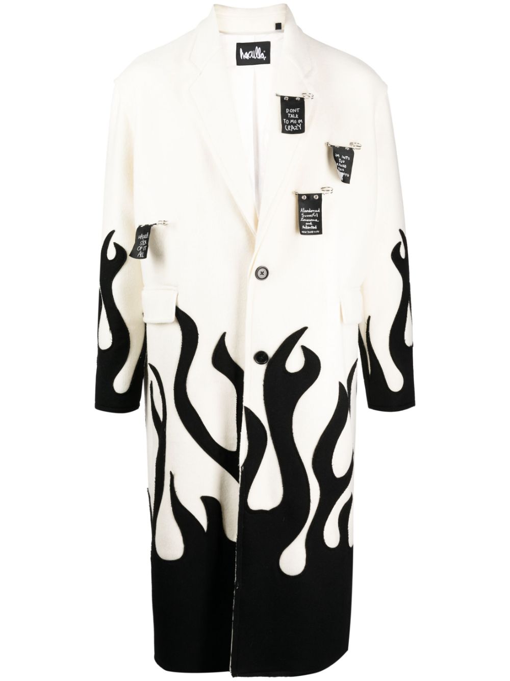 Up In Flames single-breasted wool coat