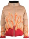 Haculla flame-print knitted puffer jacket - Brown