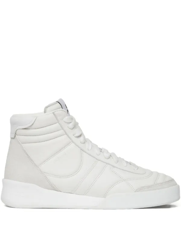 Courrèges Padded Leather Sneakers in White