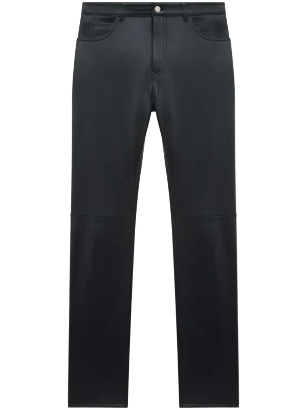 Courrèges Leather Straight-leg Trousers in Black