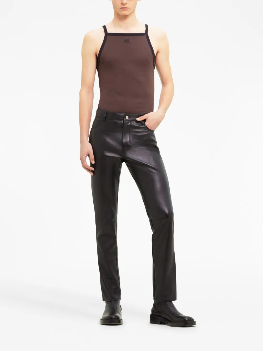 Courrèges Leren broek Zwart