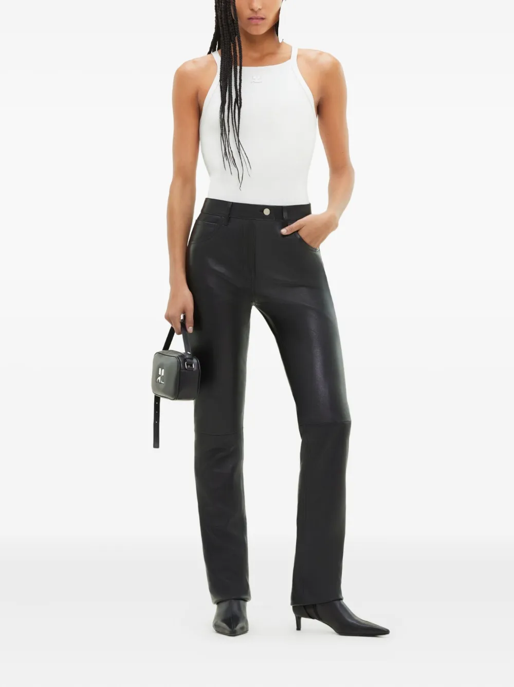 Courrèges Leren broek - Zwart