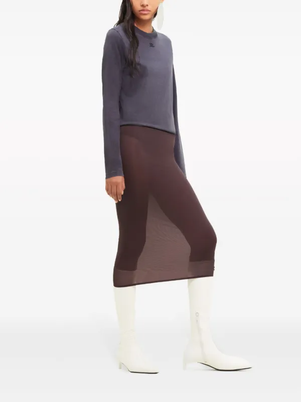 スカート Courreges Brown Wool Midi Skirt With Zip Courrèges Brown Wool Midi Skirt With Zip in Grey | THE LIST