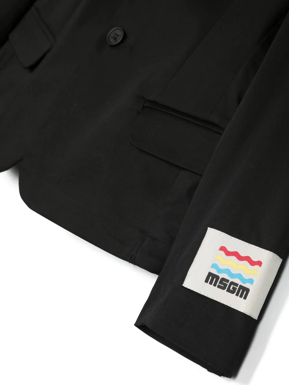 Msgm Logo-patch Double-breasted Blazer In Black