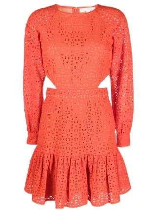 Michael Michael Kors Floral Eyelet cut-out Dress | Orange