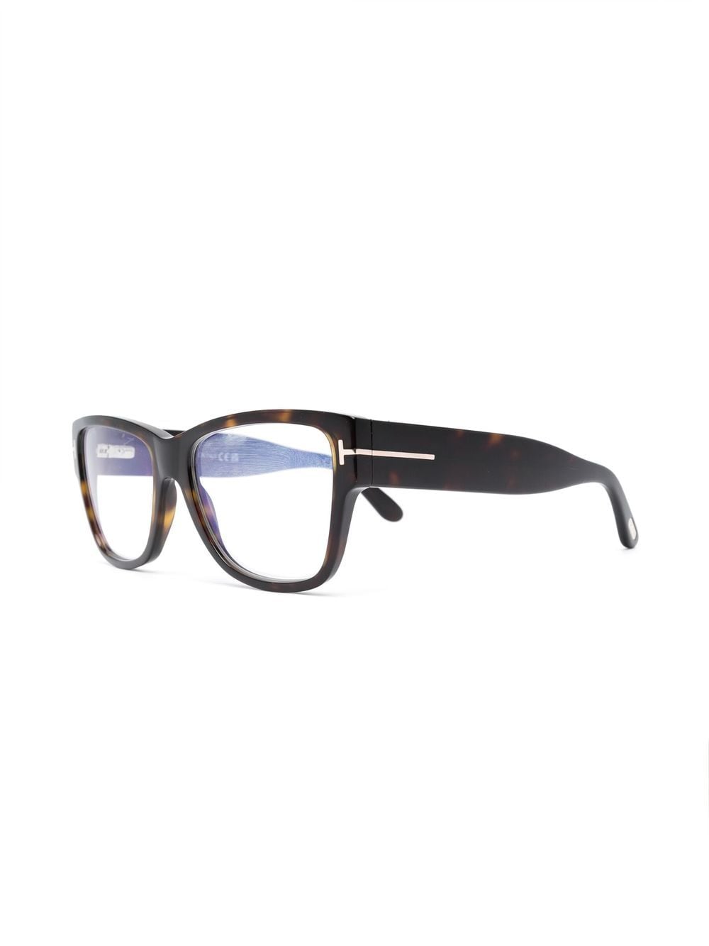 Shop Tom Ford Logo-arm Tortoiseshell Glasses In Schwarz