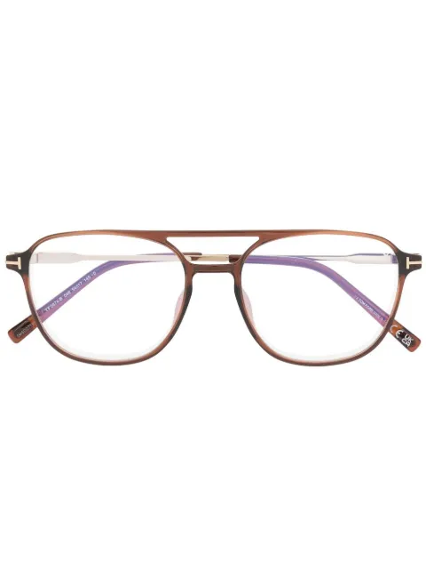 TOM FORD Eyewear tortoiseshell pilot-frame glasses