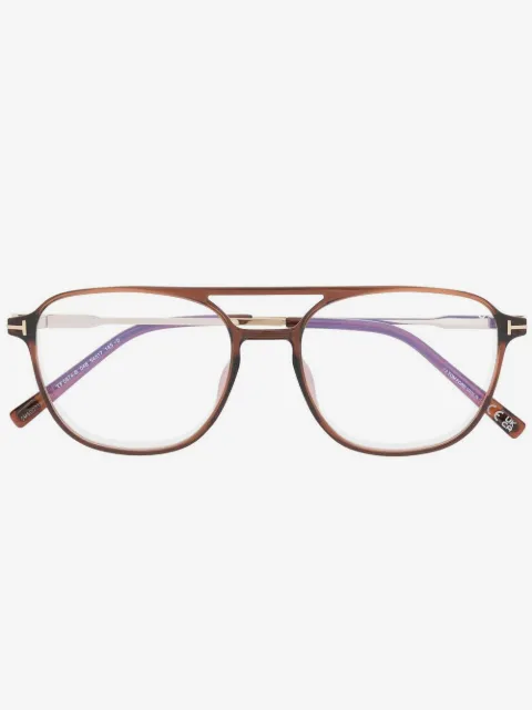 TOM FORD Eyewear tortoiseshell pilot-frame glasses