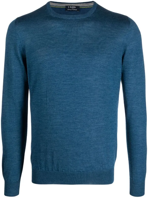 Barba Crew Neck Knit Jumper Blue FARFETCH CA