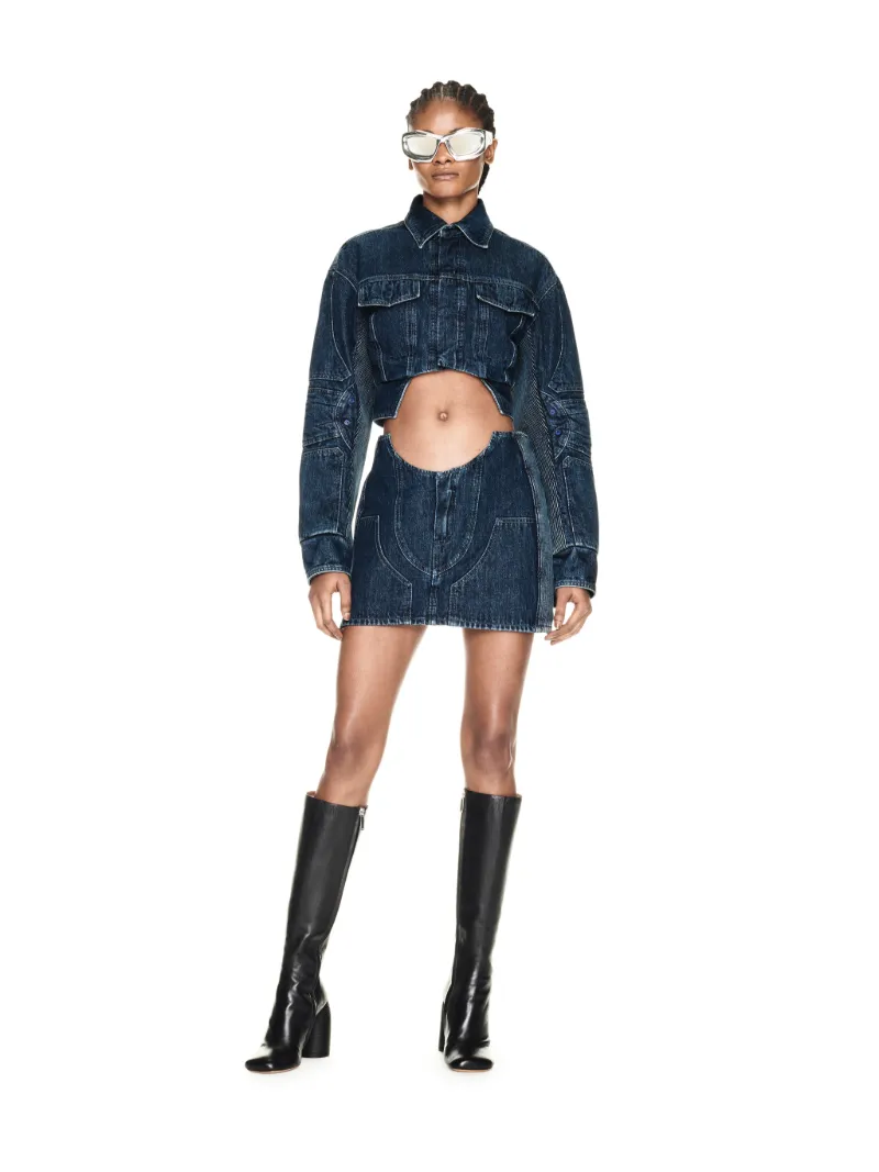 Motorcycle Hole Crop Jacket