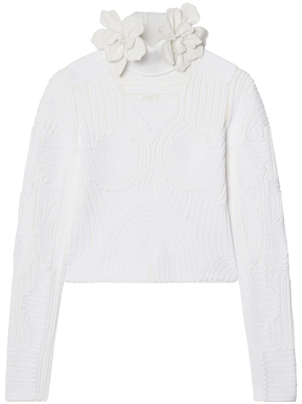 Off-White Cambric Solid Embroidered Straight Top